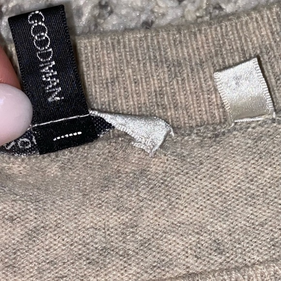 Vince Cashmere Beige Gray light Knit top 3/4 sleeve oversized loose neckline XS - Picture 5 of 7